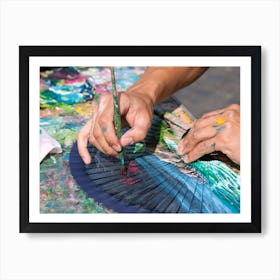 Italian Artist Painting A Colorful Fan // Rome Travel Photography Art Print