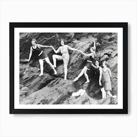 Bathers Climbing The Rocks, Cornwall 1920 Art Print