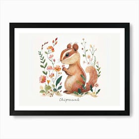 Little Floral Chipmunk 2 Poster Art Print