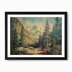 Vintage Wooded Pines 5 Art Print