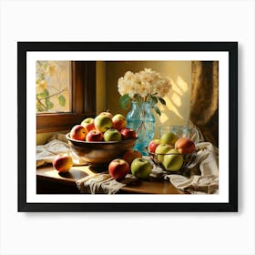 Apples And Flowers Art Print