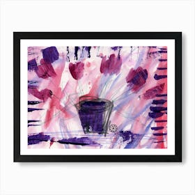 Tulips In A Purple Vase - contemporary floral flowers purple mauve modern mixed media living room Art Print