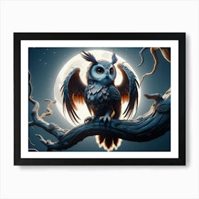 Dragon-Owl Fantasy Art Print