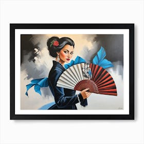 Stylish Lady With A Fan Art Print