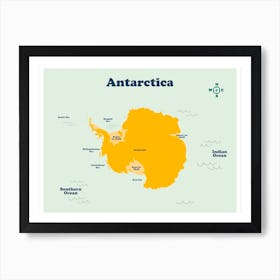 Antarctica Map Art Print