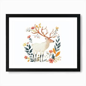 Little Floral Elk 3 Art Print