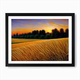 Sunset In A Wheat Field 2 Art Print