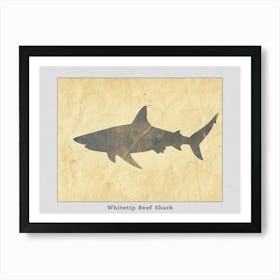 Whitetip Reef Shark Shark Silhouette 3 Poster Art Print