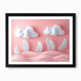 White Clouds And Feathers Art Print