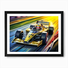 Yellow And Black Formula One Racing Car Art Print