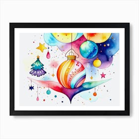 Watercolor Christmas Ornaments Art Print