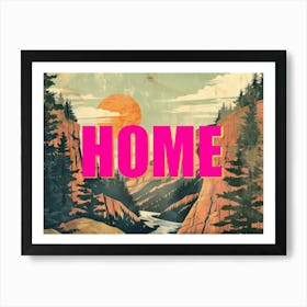 Pink And Gold Home Poster Retro Mountains 7 Art Print