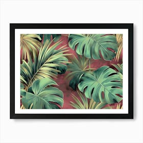 Tropical Seamless Pattern With Exotic Flowers And Leaves 8 Art Print