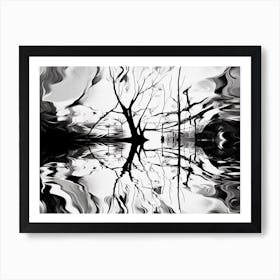 Reflection Abstract Black And White 8 Art Print