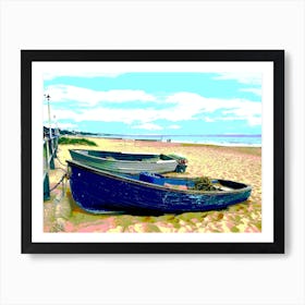 Boats at Bournemouth Beach Art Print