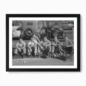 Workers Eating Lunch On Curb Across The Street From The Consolidated Airplane Factory,San Diego, California By Russ Art Print