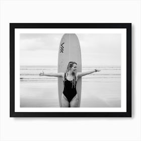 Happy Surf Girl Art Print