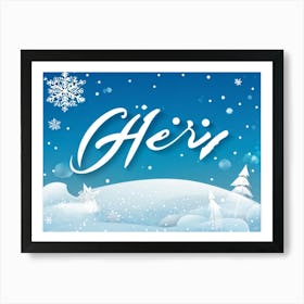 Calligraphic Text That Reads Greeting Decorated With Elements Of Celebration Such As Snowflakes An (3) Art Print