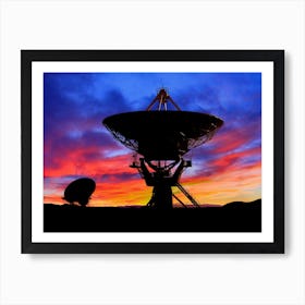 VLA Radio Telescope: Sunset — space poster, space art, photo poster, NASA poster, neon poster, synthwave poster Art Print