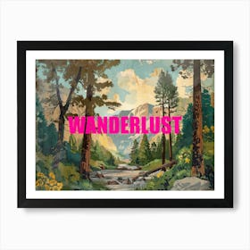 Pink Wanderlust Vintage Woods Illustration 3 Art Print