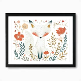 Little Floral Arctic Fox 2 Art Print