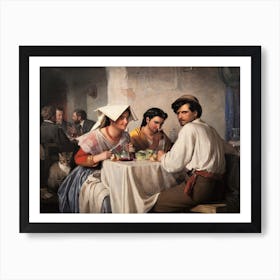 In a Roman Osteria by Carl Bloch (1866) | Danish |renaissance | baroque | dinner genre scene | famous painting | vintage art print |  Art Print