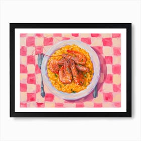 Seafood Risotto Pink Checkerboard 2 Art Print