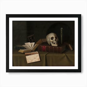 Skull And Books Art Print