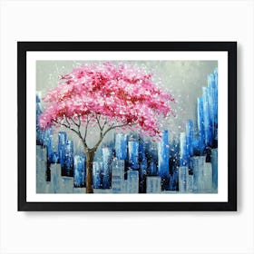 Cherry blossom in the city Art Print