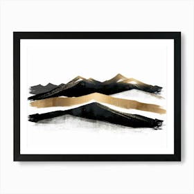 Black And Gold Mountains 6 Art Print