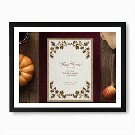 Antique Thanksgiving Invitation Embracing Baroque Flair Centered Marbled Design Hence Its Vintage C Art Print