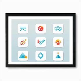 Abstract Vector Icons Set For A Modern Web Navigation Interface Incorporating Minimalist Design Sc (6) Art Print