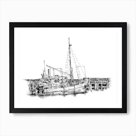 A Marine Boat Art Illustration In A Drawing Style 05 Art Print