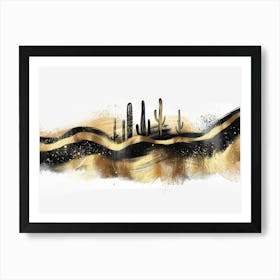 Gold Cactus Painting Art Print