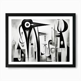 Symbiosis Abstract Black And White 3 Art Print