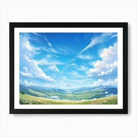 A Panorama Of A Crisp Clear Sky On A Sunlit Day The Vast Cloudscape Spreading Out Unfurling Artist (1) Art Print