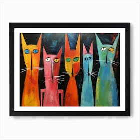 Diktorrr The Four Cats Acrylic Painting In The Style Of Chromat E6e9d370 80b5 44a8 Bcf7 Da8bb182b96f Topaz Enhance Art Print