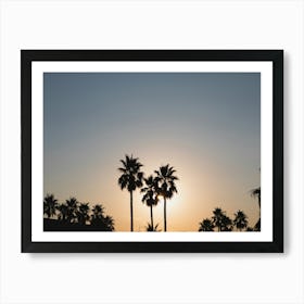 Silhouette Of Palm Trees At Sunset Art Print