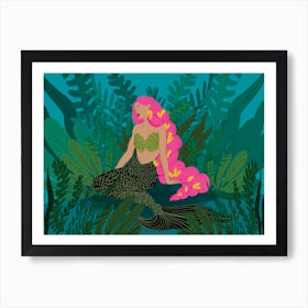 Melanin Mermaid Pink Art Print