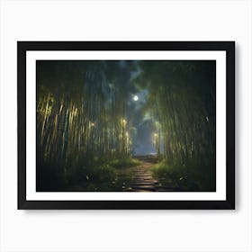 Bamboo Forest At Night Art Print