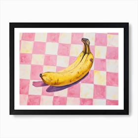 Banana Still Life Pink Checkerboard 1 Art Print