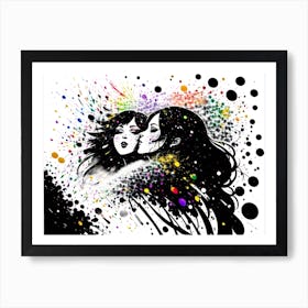 Two Girls Kissing Art Print