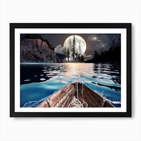 Full Moon Over The Lake Art Print