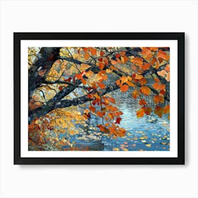 Autumn Leaves By The River Art Print