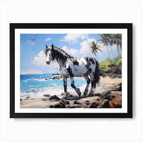 A Horse Oil Painting In Maui Beaches Hawaii, Usa, Landscape 3 Art Print