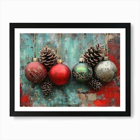 Vintage Christmas Mixed Media 11 Art Print