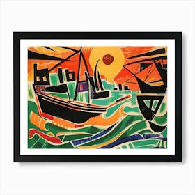 Boats In The Harbor Art Print