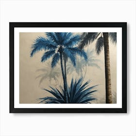 Blue Palm Trees Art Print