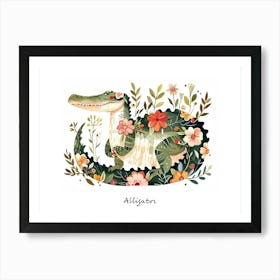 Little Floral Alligator 1 Poster Art Print