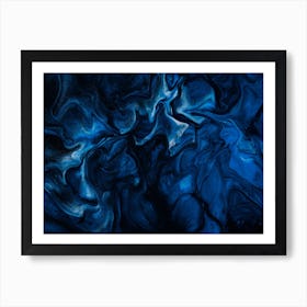 Blue And Black Abstract Painting Art Print